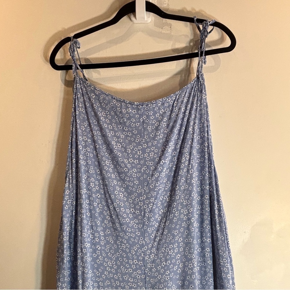 SMASH + TESS Sz L Floral Cotton Jumpsuit with Tie Straps Pockets Elastic Ankle - Picture 7 of 9